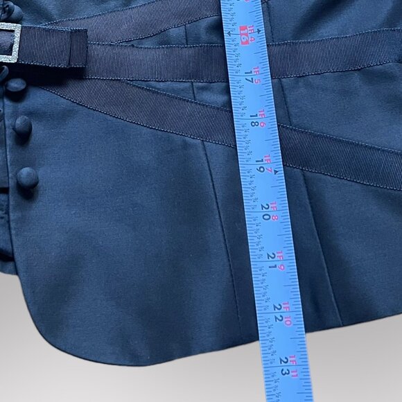 Rickie Freeman Teri Jon Size 16 Black Silk Wool Blend Corset Bow Blazer Jacket - Picture 4 of 11